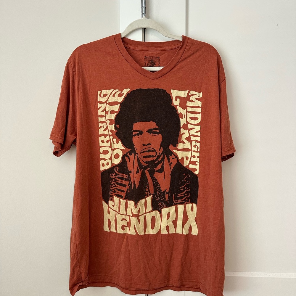 Jimi Hendrix Rust Graphic Short-Sleeve Tee - Vintage Band Print